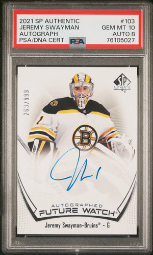 2021 UD Sp Authentic Future Watch Autograph Jeremy Swayman  /999 PSA 10 