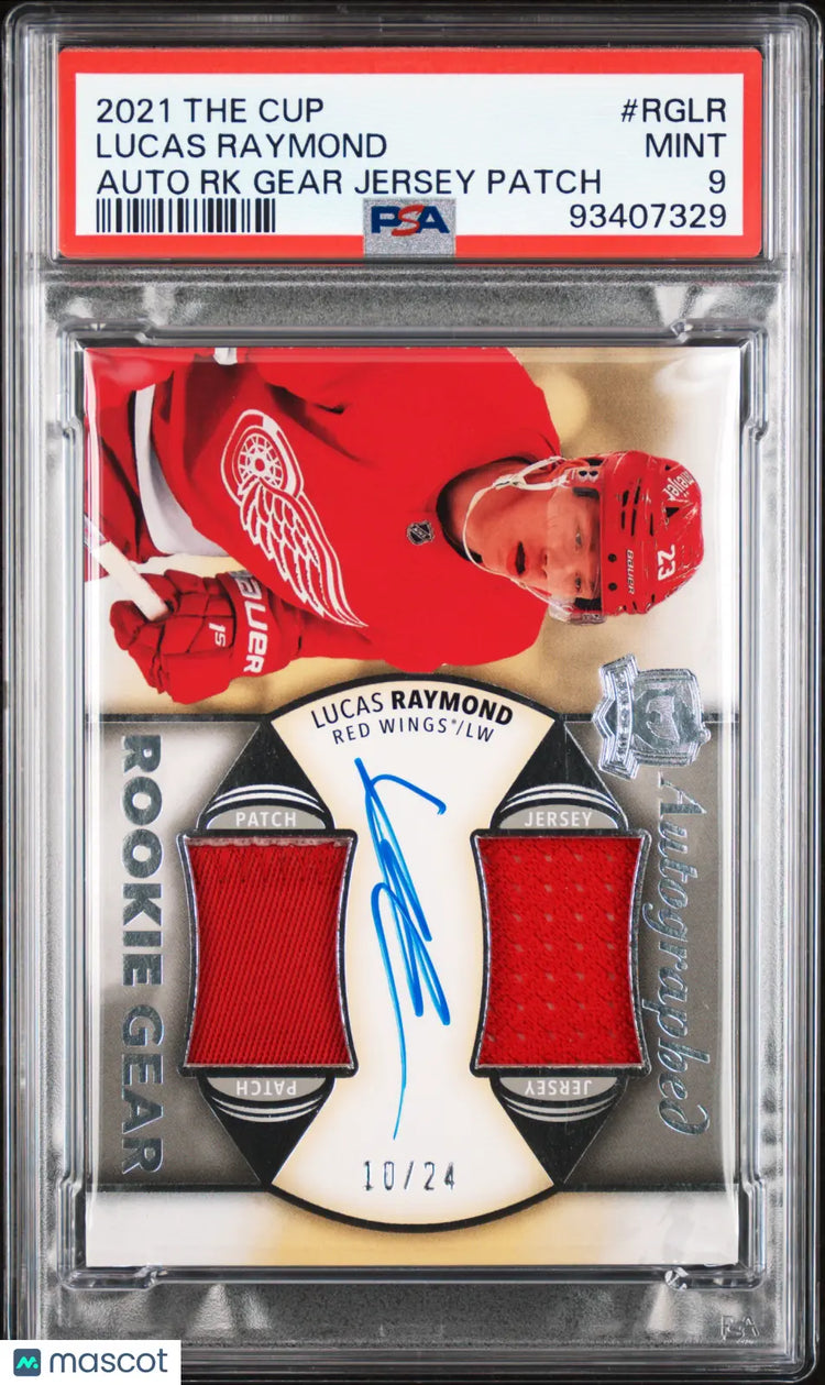 2021 UD The Cup PSA 9 Lucas Raymond Rookie Dual Jersey Patch Auto /24 