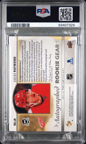 2021 UD The Cup PSA 9 Lucas Raymond Rookie Dual Jersey Patch Auto /24 