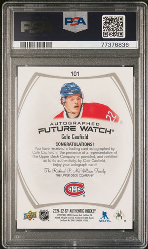 2021 UP SP Authentic Future Watch Autograph Rookie Cole Caufield Auto /999 PSA 9 