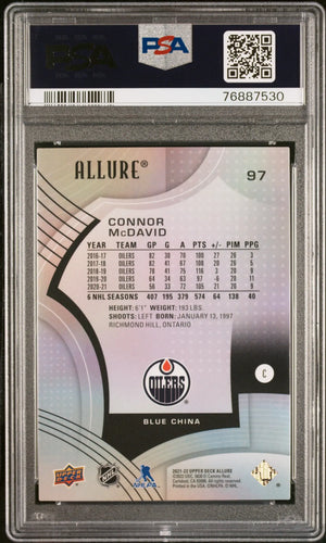 2021 Upper Deck Allure Blue China Connor McDavid #97 PSA 9 