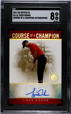 2021 Upper Deck Artifacts Autograph Tiger Woods Course Of A Champion Auto SGC 8 