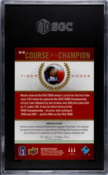 2021 Upper Deck Artifacts Autograph Tiger Woods Course Of A Champion Auto SGC 8 
