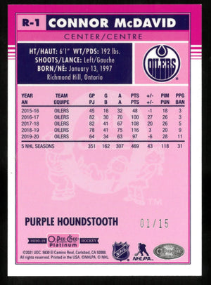 2021 Upper Deck O-Pee-Chee Platinum Connor McDavid /15 