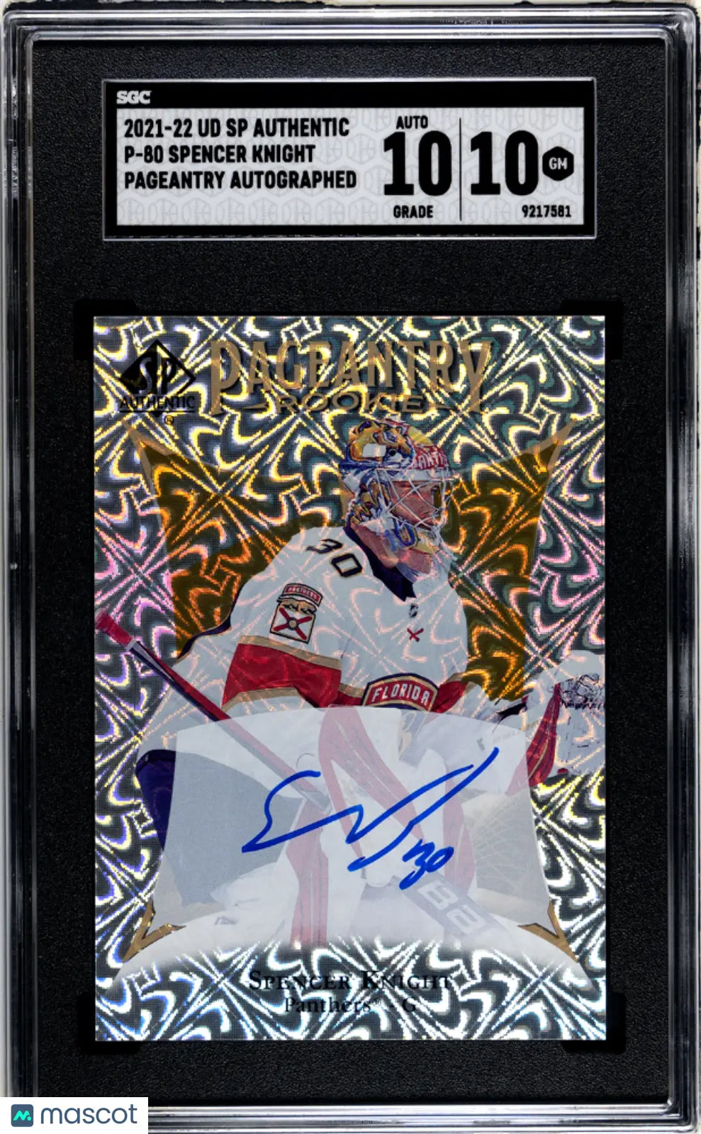 2021 Upper Deck SP Authentic Spencer Knight #P-80 Pageantry Autograph SGC 10 