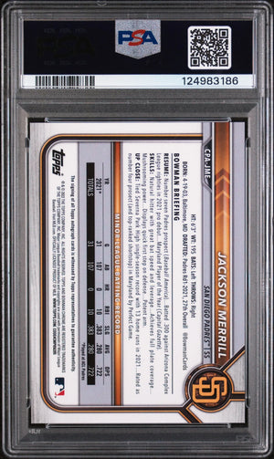 2022 1st Bowman Chrome Prospect Autograph Auto Jackson Merrill RC PSA 10 