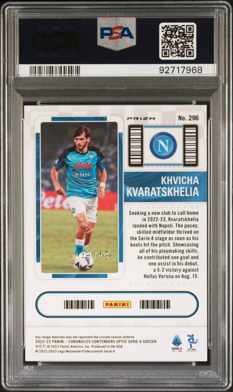 2022-23 Chronicles Khvicha Kvaratskhelia Rookie Ticket Serie A Blue PSA 10 /49 