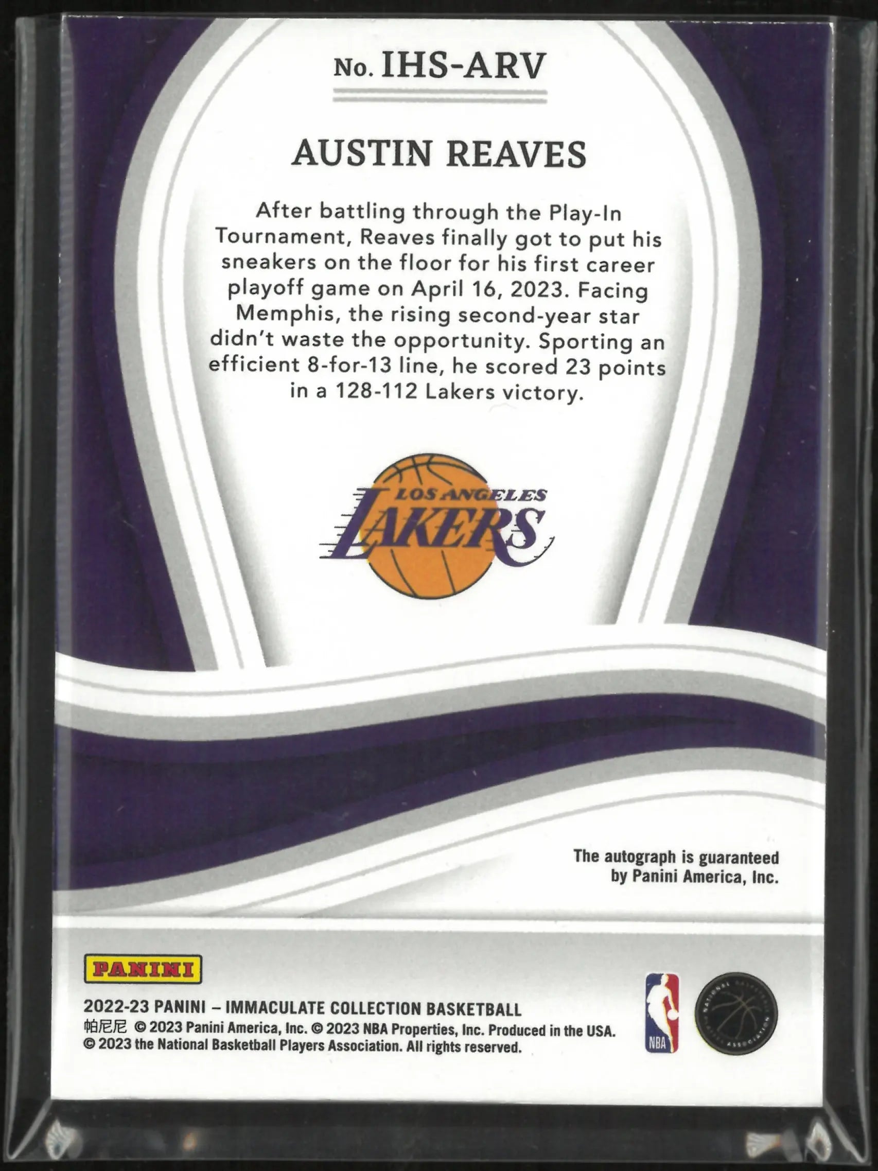 2022-23 Immaculate Basketball Heralded Autograph Austin Reaves Auto /25 