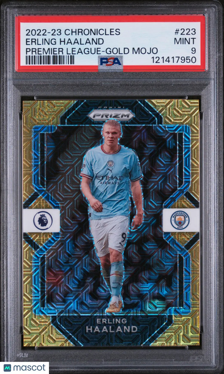 2022-23 Panini Chronicles Erling Haaland Premier League Gold Mojo PSA 9 /10 