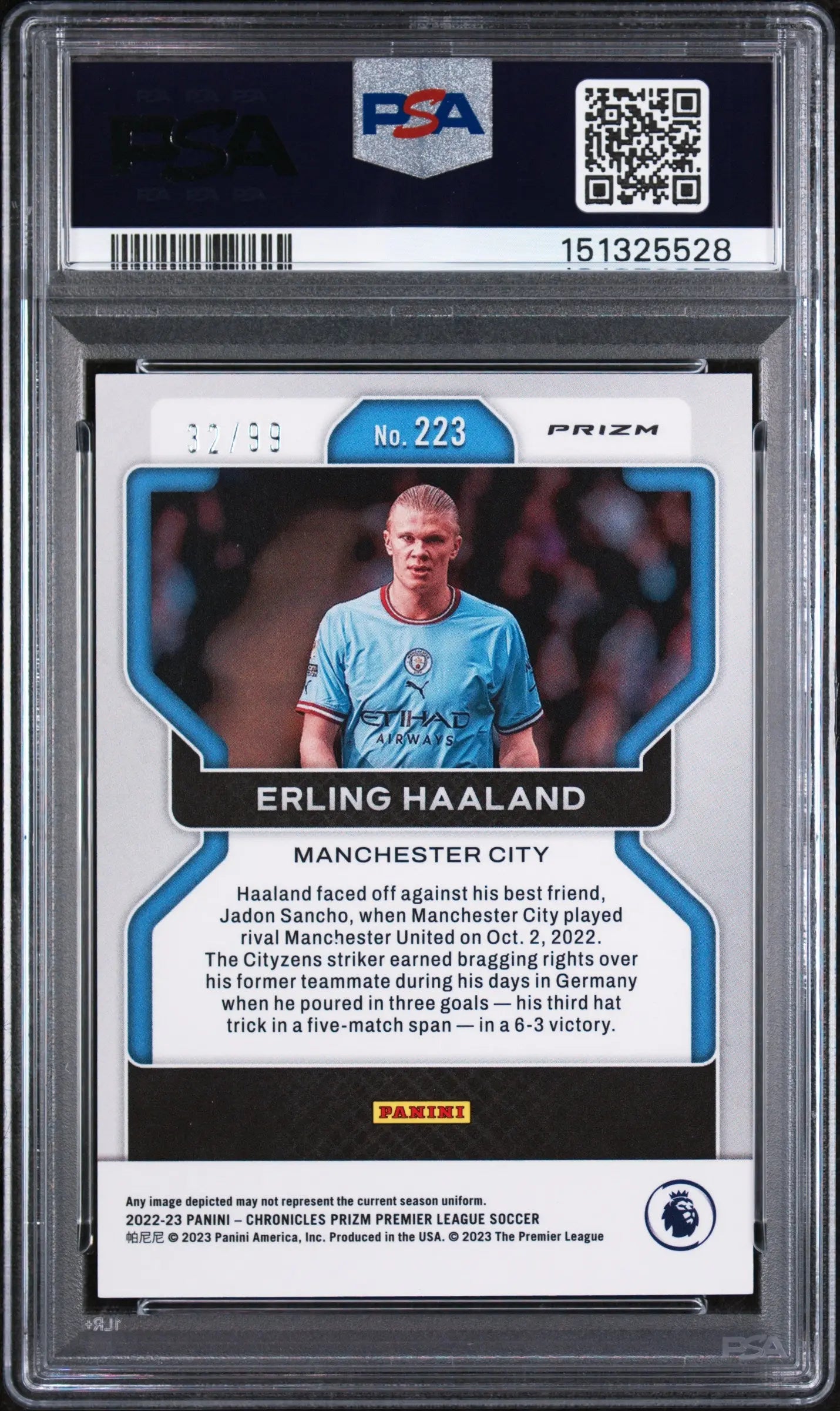 2022-23 Panini Chronicles Premier League Red Erling Haaland #223 /99 PSA 10 