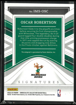 2022-23 Panini Immaculate Signatures Oscar Robertson Autograph Auto /25 