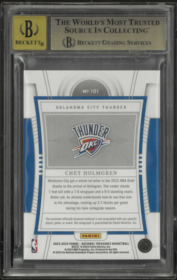 2022-23 Panini National Treasures #101 Chet Holmgren Rookie Patch Auto BGS 9.5 