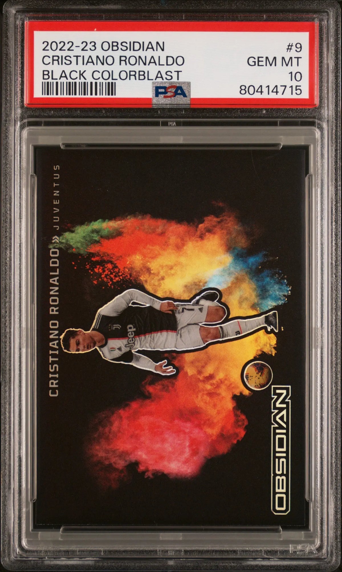2022-23 Panini Obsidian Black Color Blast Cristiano Ronaldo  PSA 10 