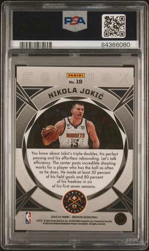 2022-23 Panini Obsidian Equinox Ee Purple Nikola Jokic #19 /75 PSA 9 