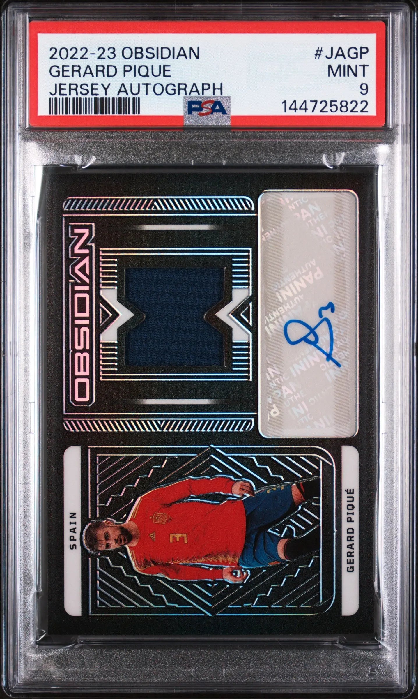 2022-23 Panini Obsidian Jersey Patch Auto Autograph Gerard Pique PSA 9 /33 
