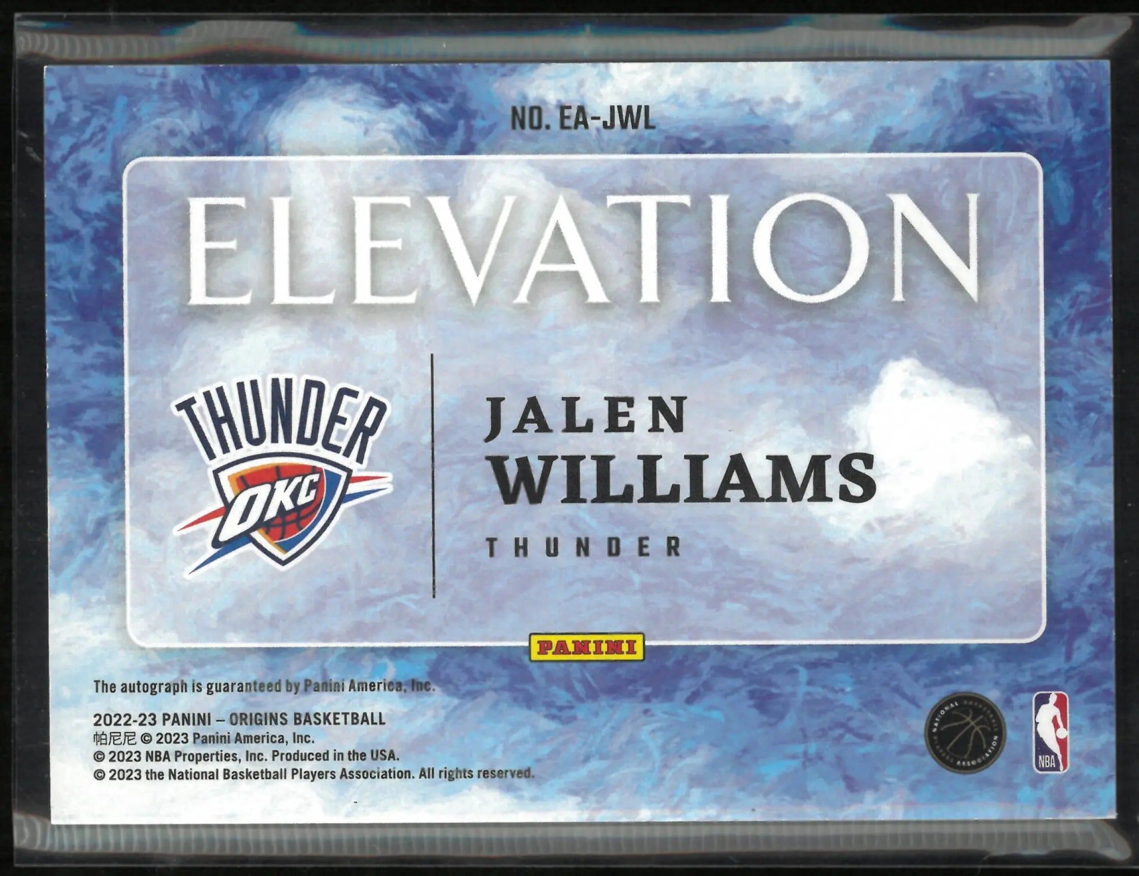 2022-23 Panini Origins Elevation Jalen Williams Autograph 85/99 