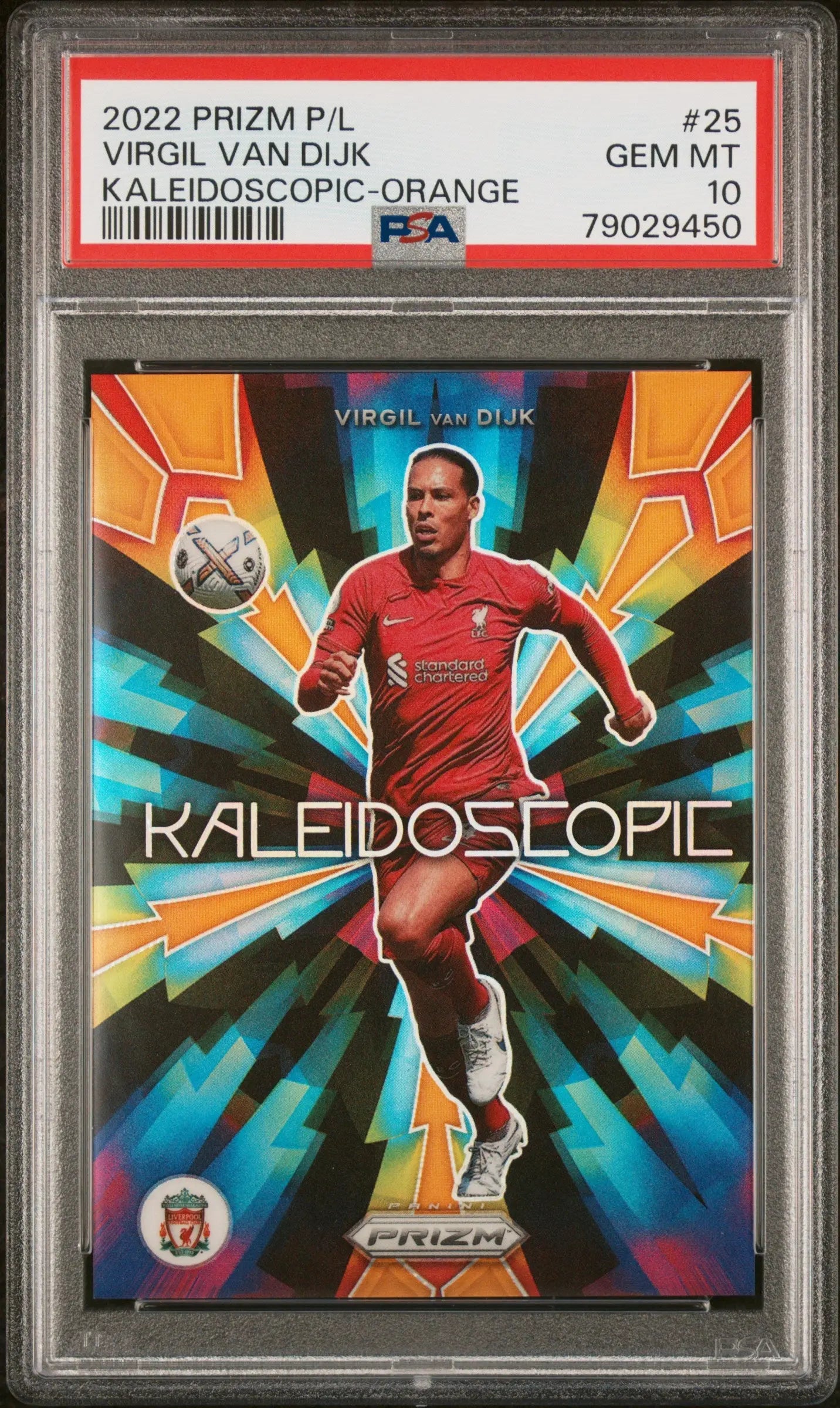 2022-23 Panini  Premier League Kaleidoscopic Virgil Van Dijk Orange /25 PSA 10 