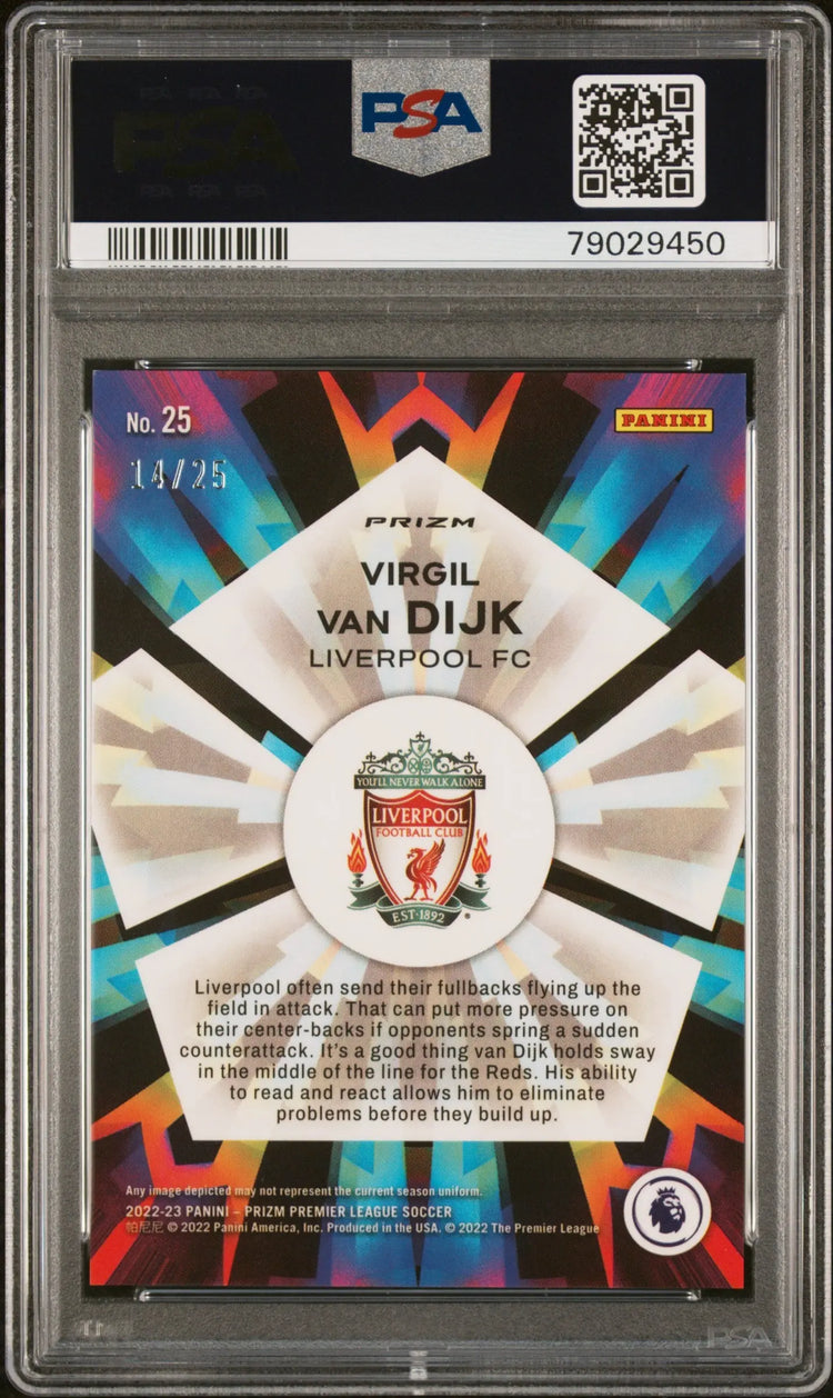2022-23 Panini  Premier League Kaleidoscopic Virgil Van Dijk Orange /25 PSA 10 
