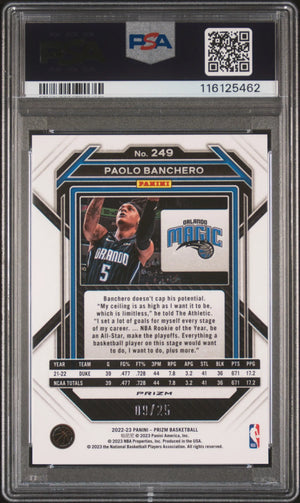 2022-23 Panini Prizm Green Pulsar Rookie Paolo Banchero #249 /25 PSA 8 