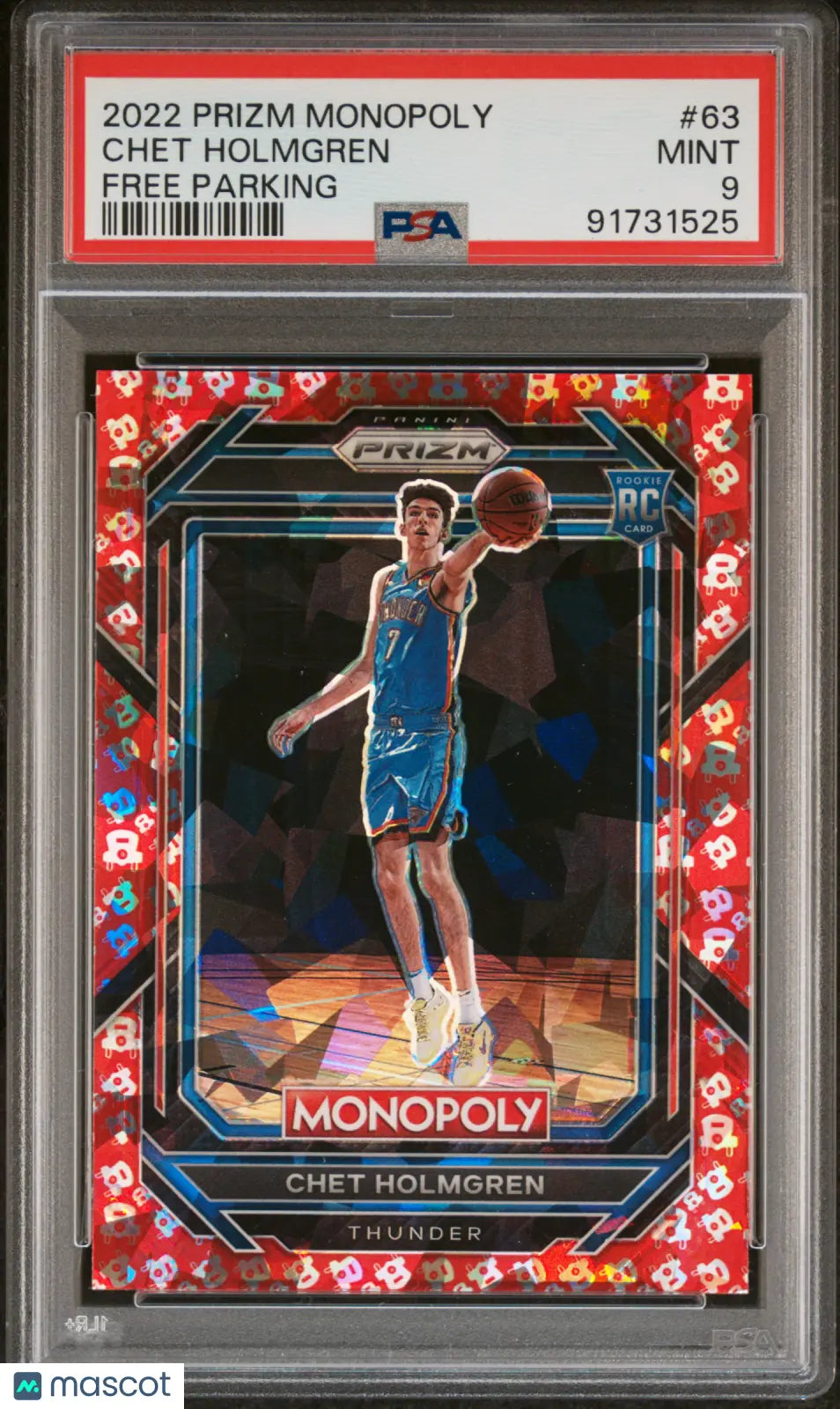 2022-23 Panini Prizm Monopoly Free Parking Rookie Chet Holmgren PSA 9 