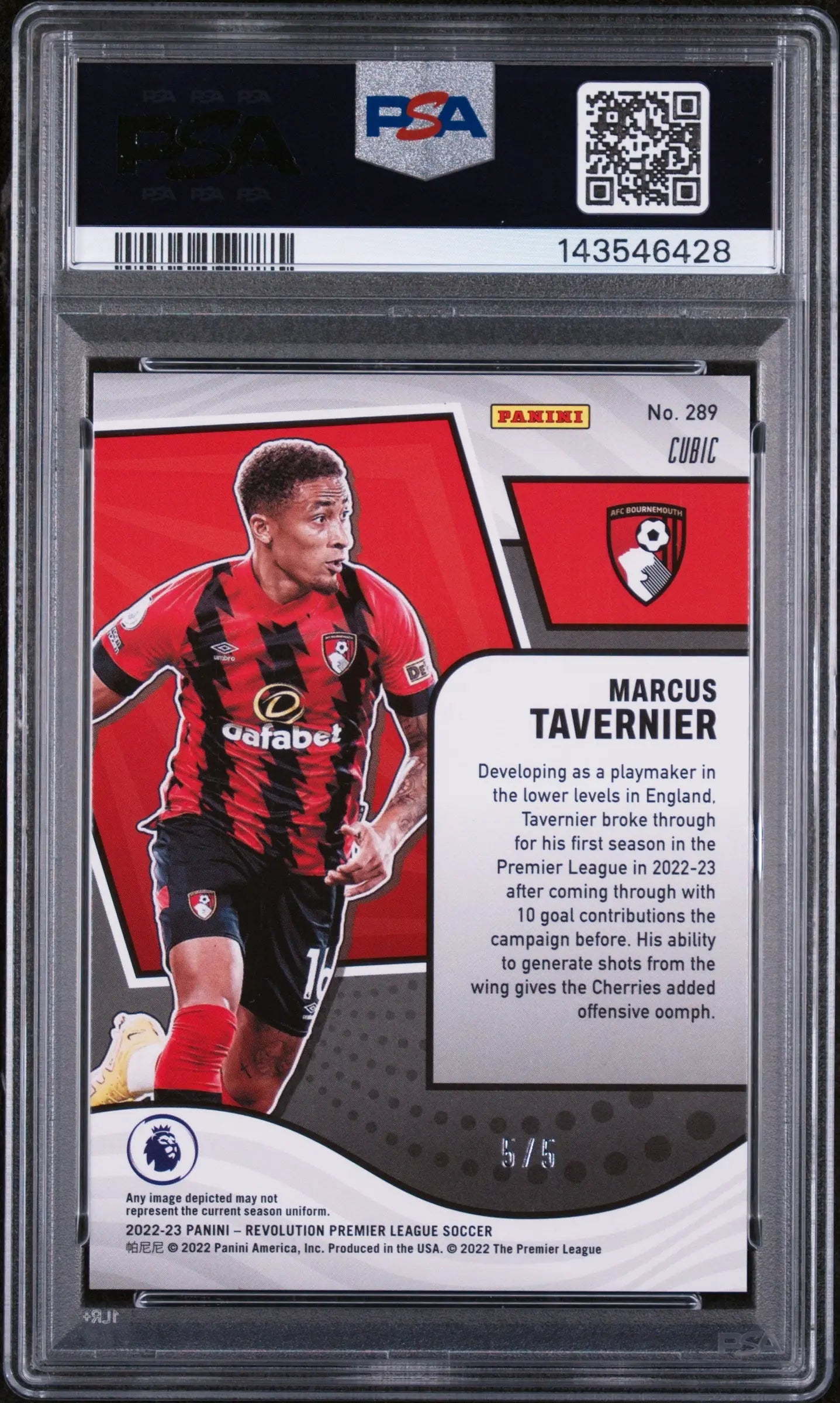 2022-23 Panini Revolution PL Rookie Marcus Tavernier Cubic /5 RC PSA 9 Pop 1 