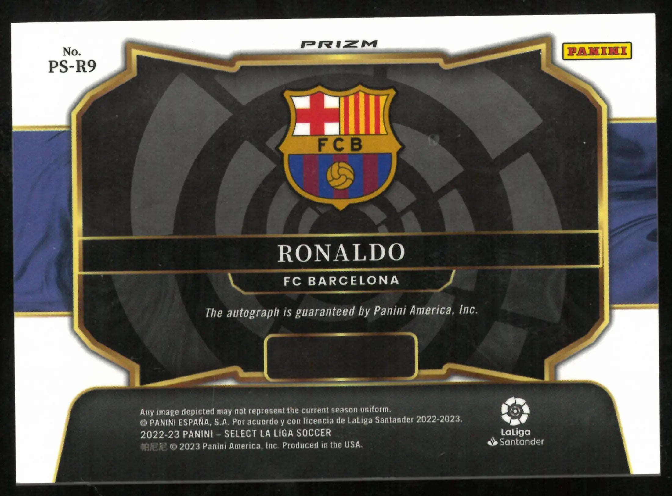 2022-23 Panini Select Pitchside Signatures Ronaldo Autograph Auto 