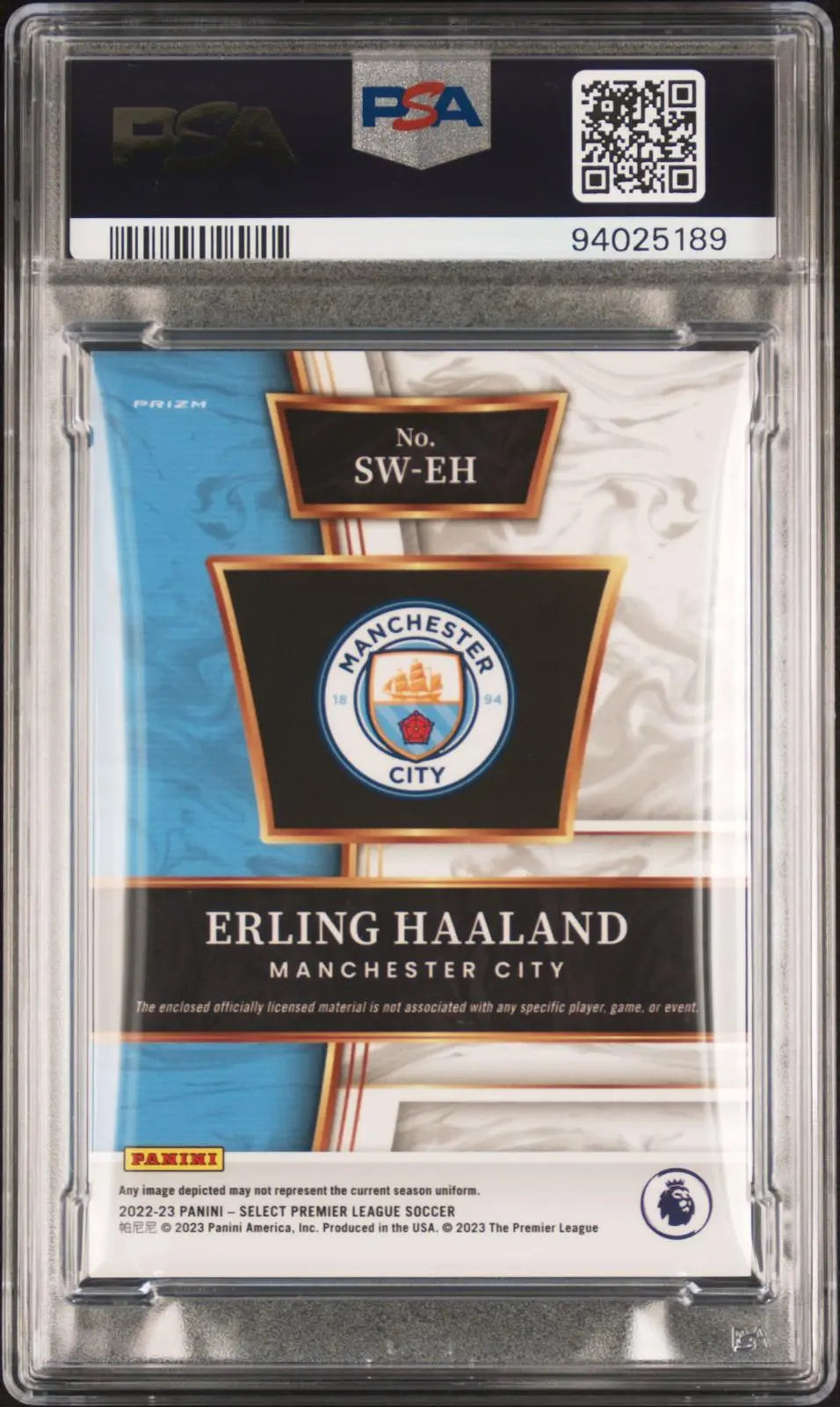 2022-23 Panini Select Premier League Select Swatches Patch Erling Haaland PSA 9 