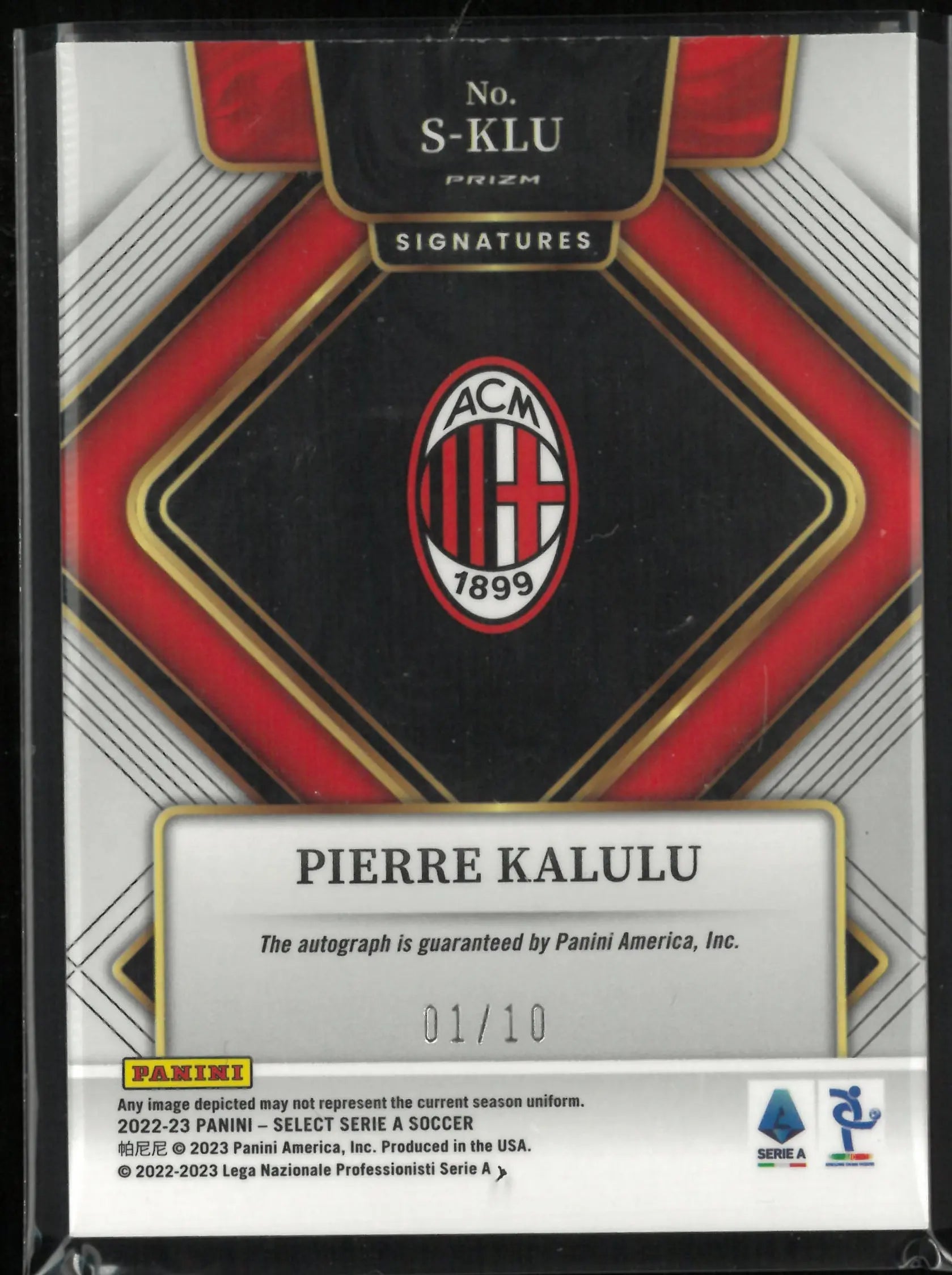 2022-23 Panini Select Signatures Pierre Kalulu Autograph Auto Gold /10 