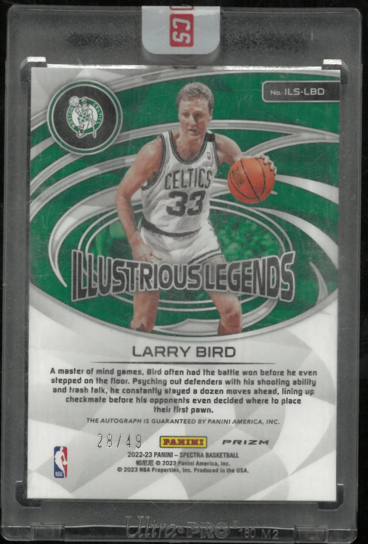 2022-23 Panini Spectra Ice Prizm Illustrious Legends Auto Larry Bird /49 