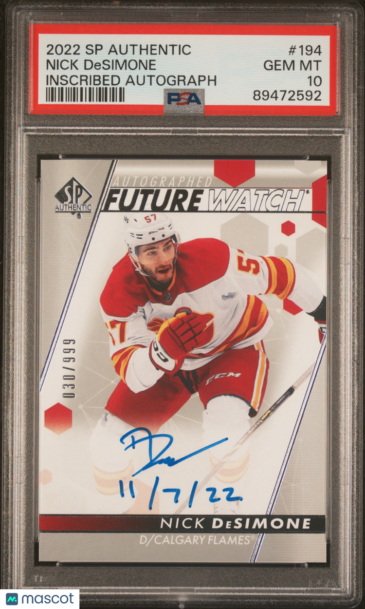 2022-23 SP Authentic Nick Desimone PSA 10 Autograph Future Watch /999