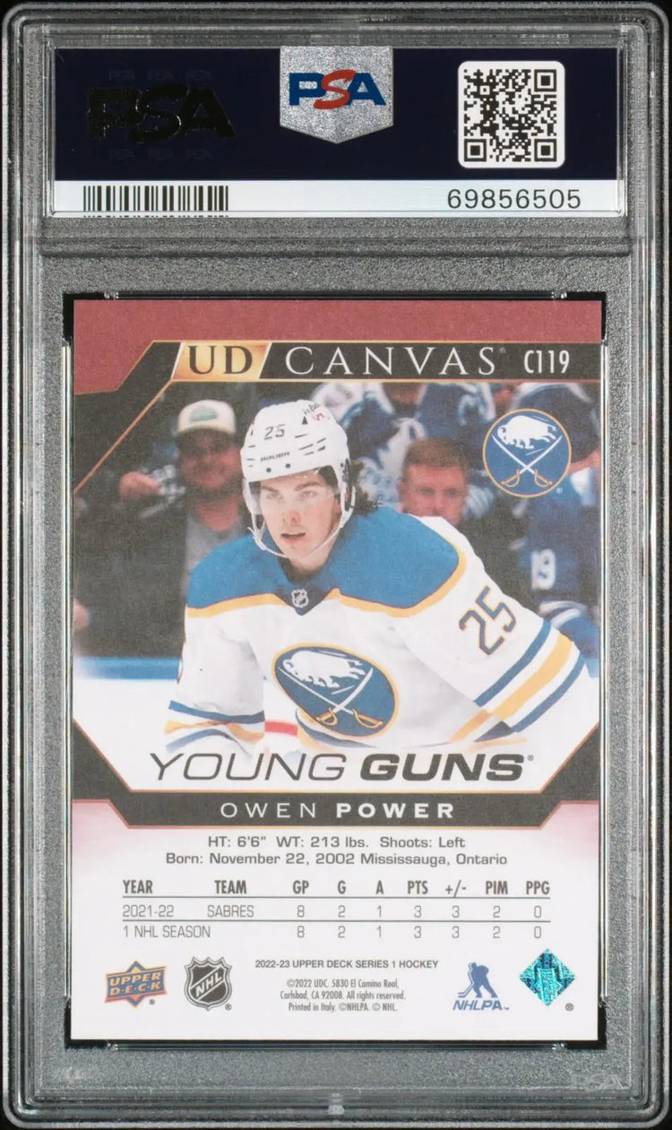 2022-23 Series 1 Upper Deck UD Canvas Rookie Young Guns Owen Power RC PSA 10 