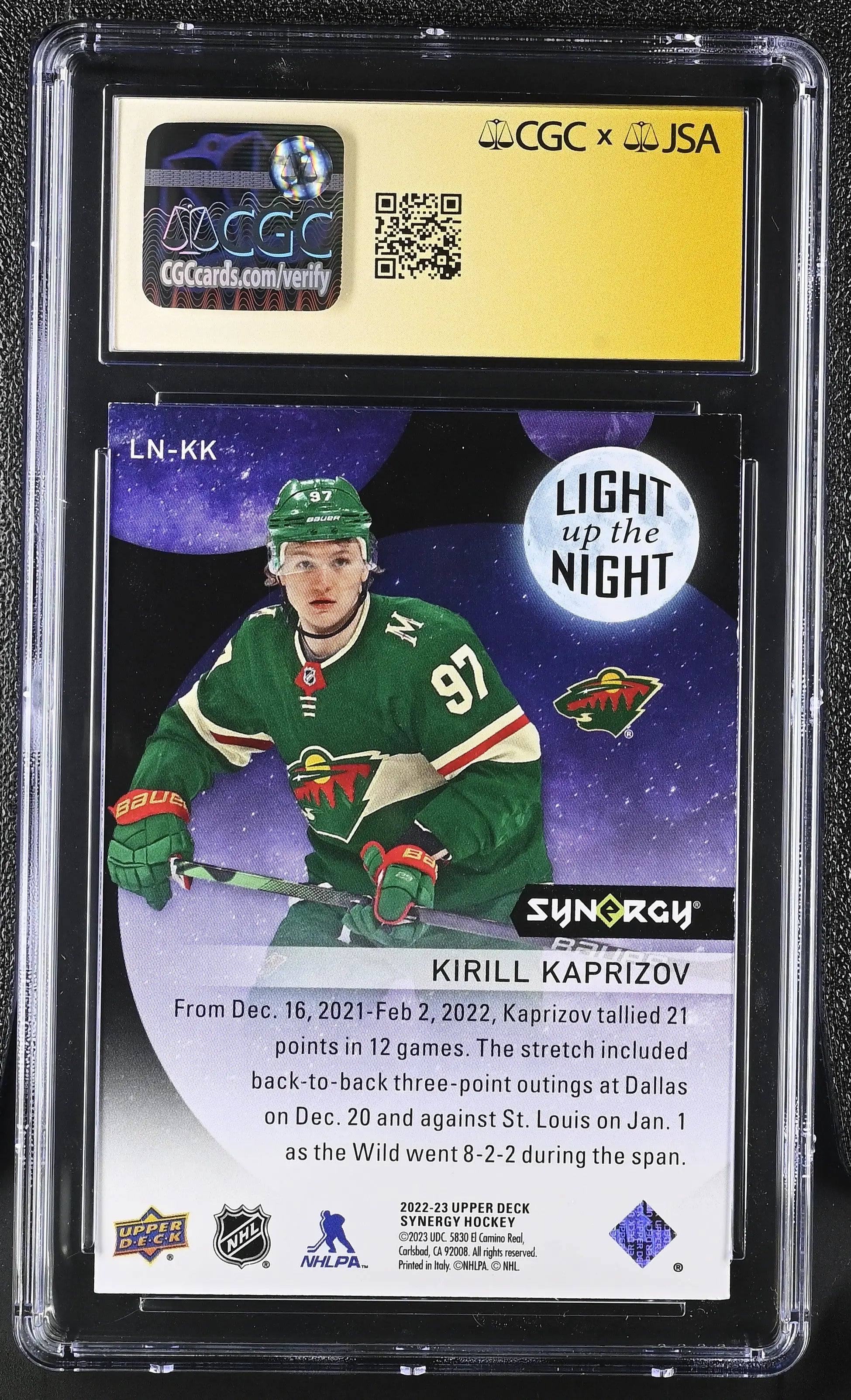 2022-23 Synergy Kirill Kaprizov Neon Yellow CGC Auto Authentic 