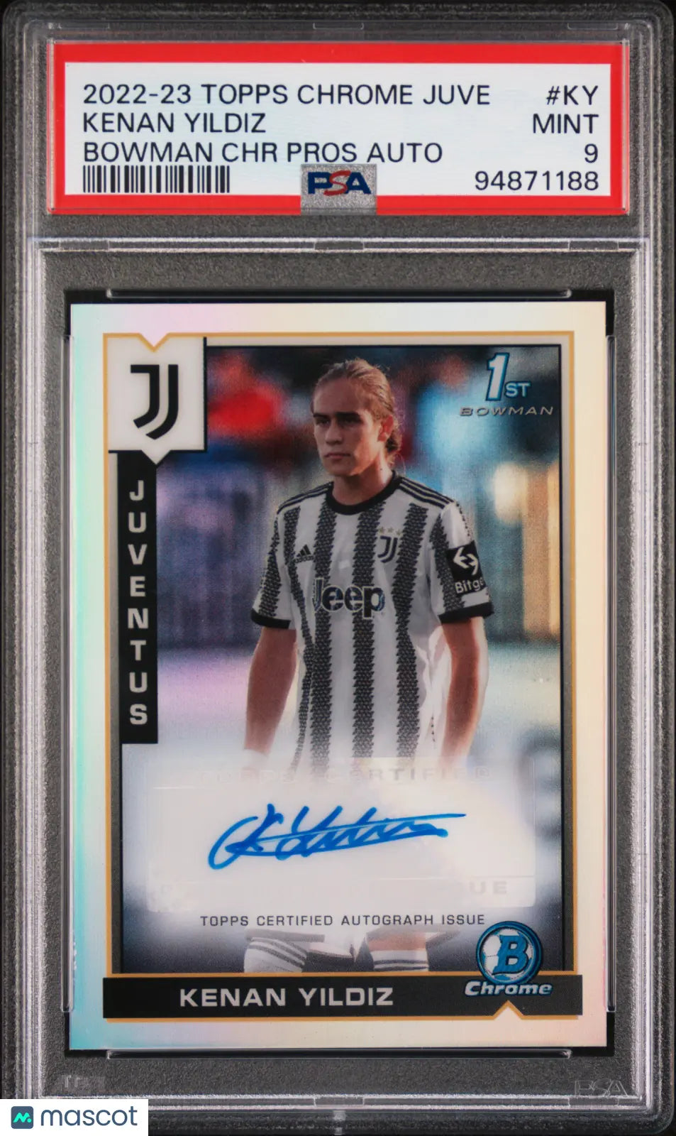 2022-23 Topps Chrome Juventus Bowman Prospects Autograph Kenan Yildiz PSA 9 