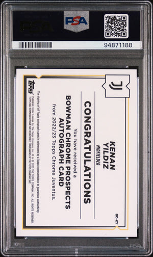 2022-23 Topps Chrome Juventus Bowman Prospects Autograph Kenan Yildiz PSA 9 