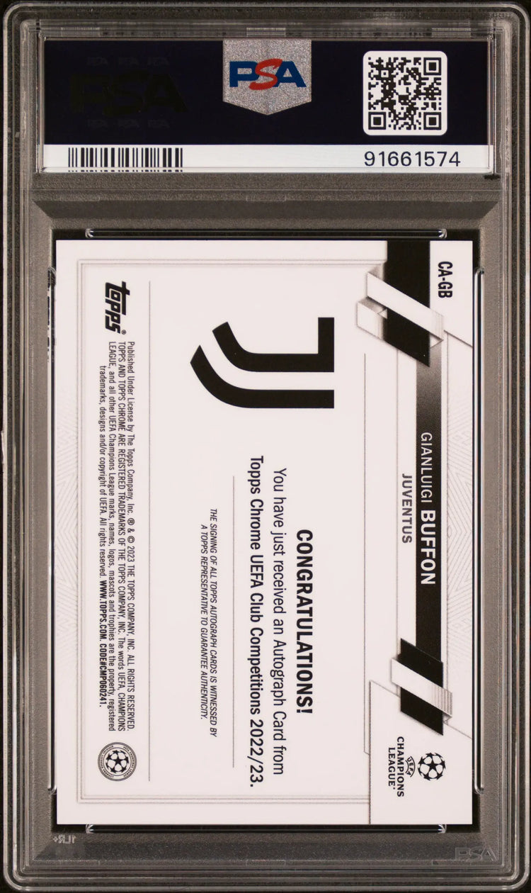 2022-23 Topps Chrome UCC Auto Autograph Gianluigi Buffon Aqua Lava PSA 10 