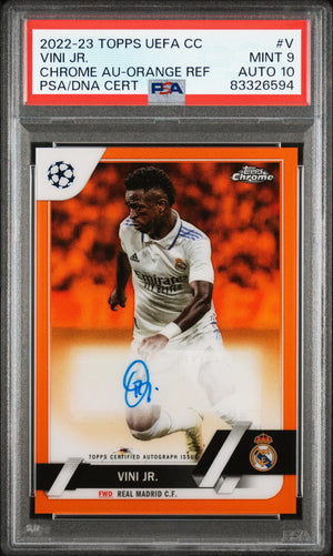 2022-23 Topps Chrome UCC Chrome Autographs Vini Jr. Auto Orange /25 PSA 9 