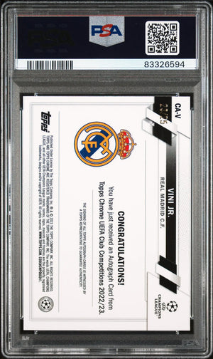 2022-23 Topps Chrome UCC Chrome Autographs Vini Jr. Auto Orange /25 PSA 9 