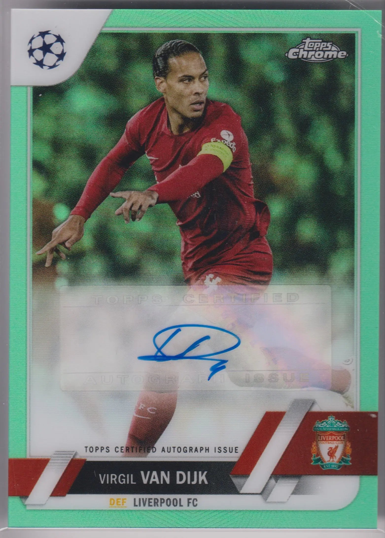 2022-23 Topps Chrome UEFA CC Autograph Virgil Van Dijk Auto Green /99 