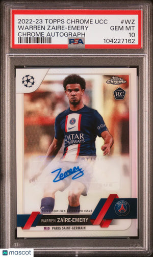 2022-23 Topps Chrome UEFA CC Autographs Warren Zaire-Emery Auto Rookie RC PSA 10 