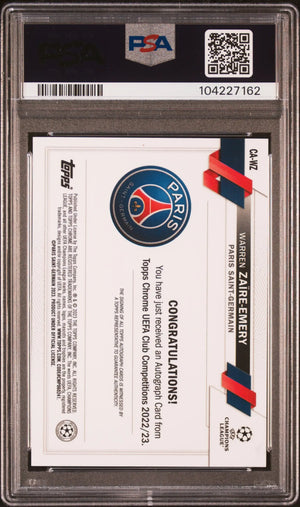 2022-23 Topps Chrome UEFA CC Autographs Warren Zaire-Emery Auto Rookie RC PSA 10 