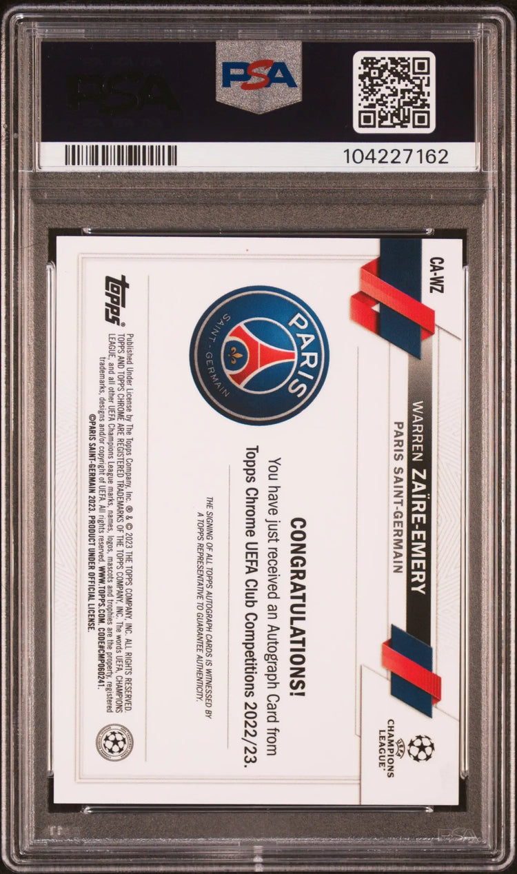 2022-23 Topps Chrome UEFA CC Autographs Warren Zaire-Emery Auto Rookie RC PSA 10 