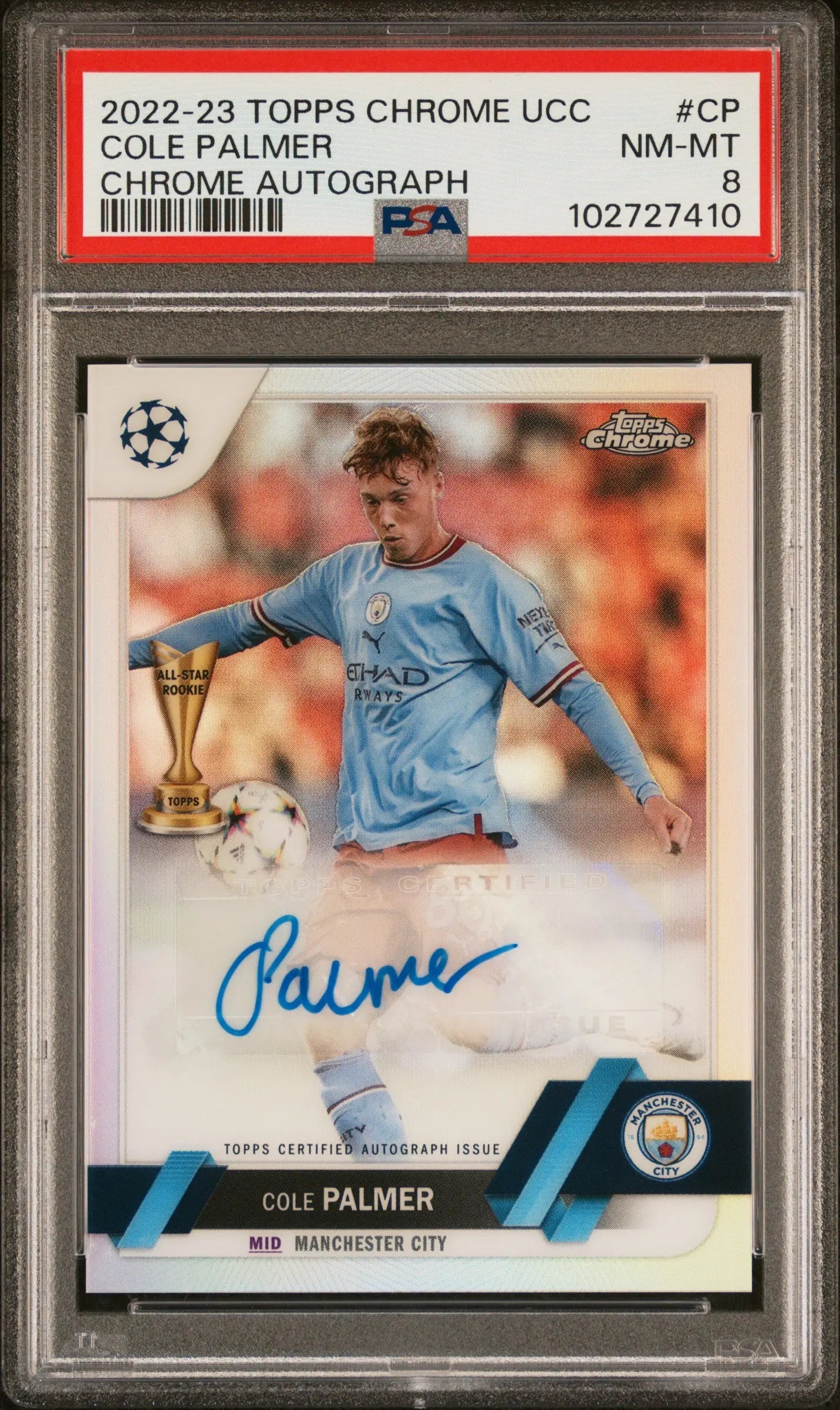 2022-23 Topps Chrome UEFA Club Competitions  Autographs Cole Palmer Auto PSA 8 