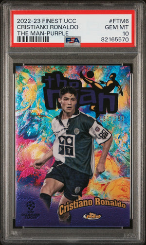 2022-23 Topps Finest UCC The Man Cristiano Ronaldo Purple Refractor /299 PSA 10 