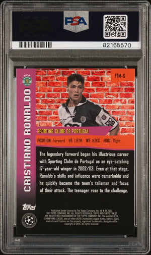 2022-23 Topps Finest UCC The Man Cristiano Ronaldo Purple Refractor /299 PSA 10 