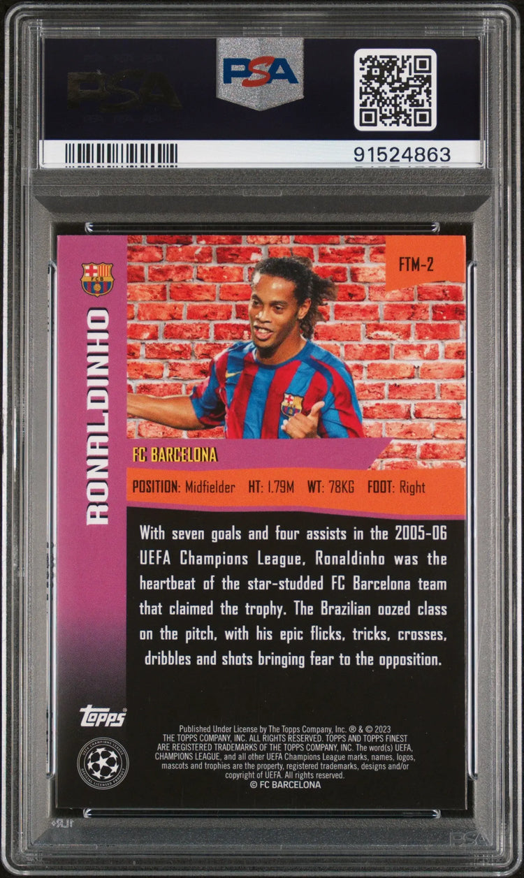 2022-23 Topps Finest UEFA Club Competitions The Man Ronaldinho #FTM2 PSA 10 
