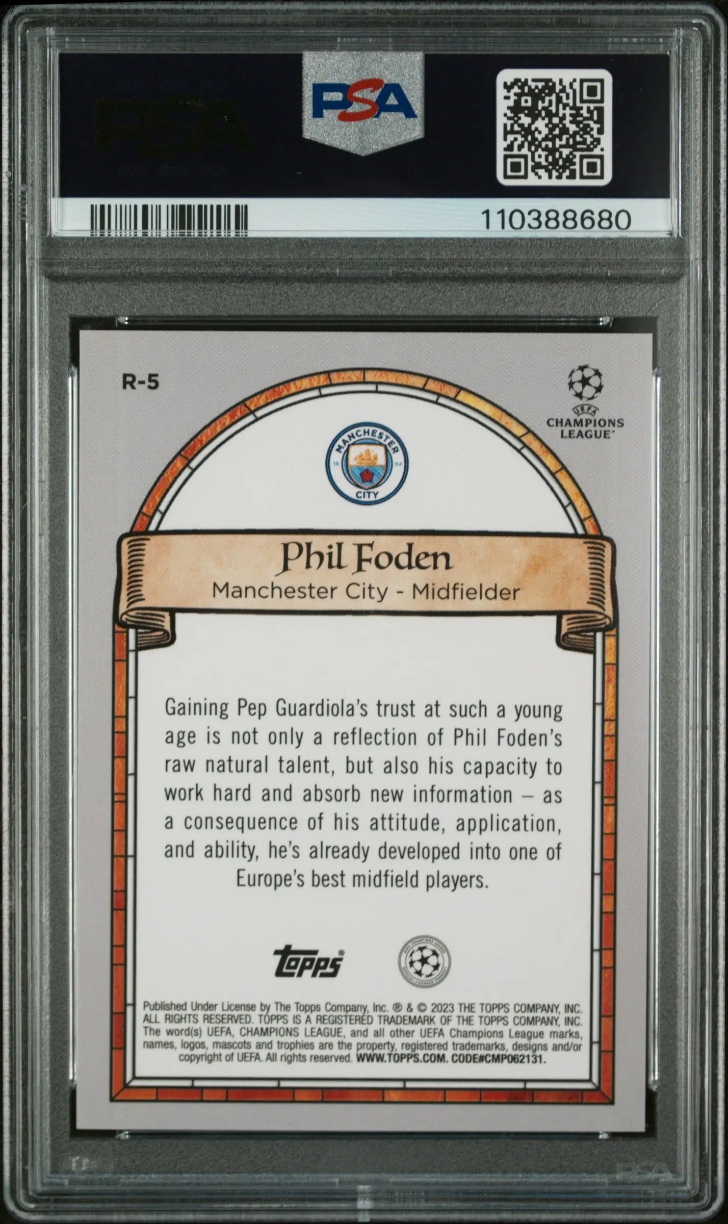 2022-23 Topps Merlin Chrome UEFA Club Competitions Renaissance Phil Foden PSA 9 