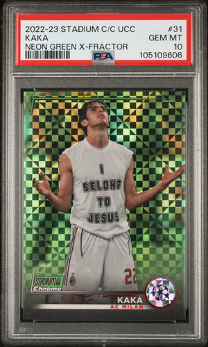 2022-23 Topps Stadium Club Chrome UCC Kaka Neon Green X Fractor PSA 10 /175 