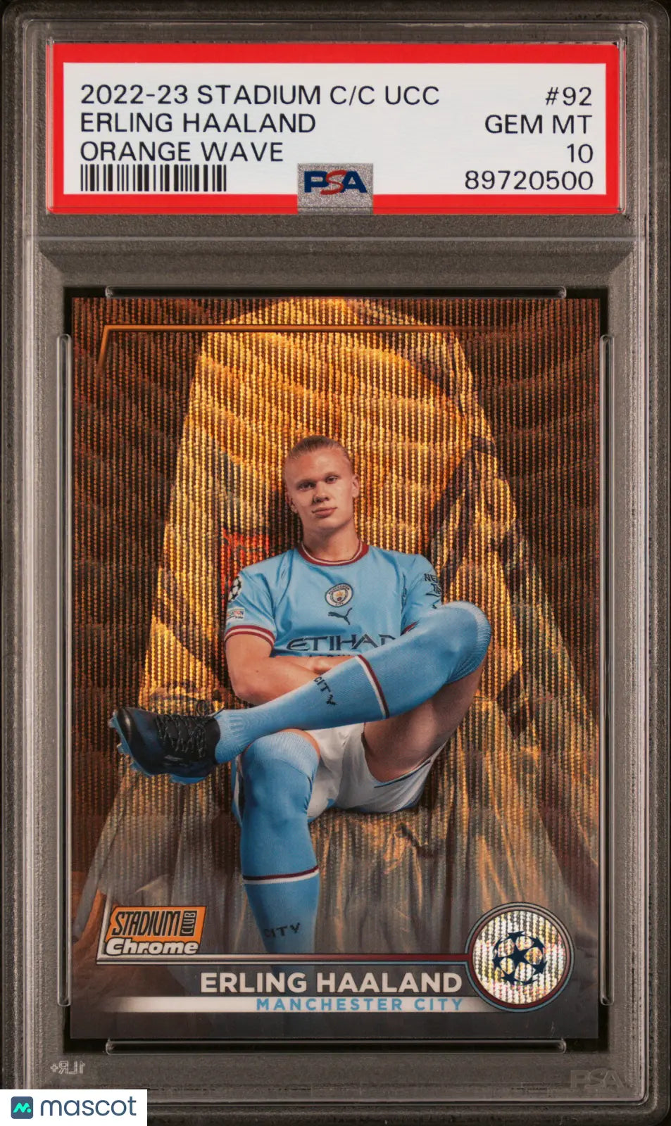2022-23 Topps Stadium Club Chrome UEFA CC Erling Haaland Orange Wave PSA 10 /25 