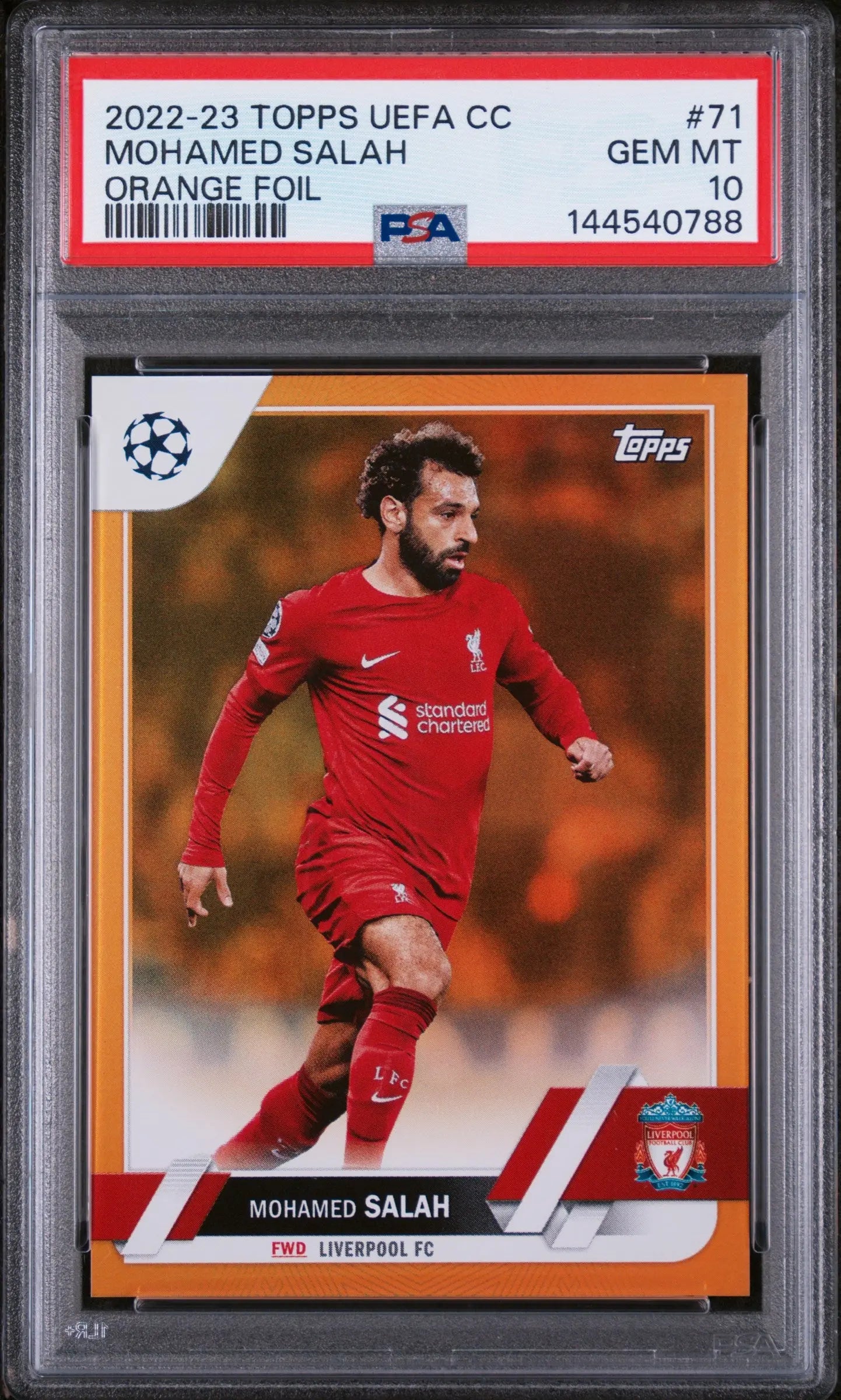 2022-23 Topps UCC Orange Foil Mohamed Salah /25 PSA 10 