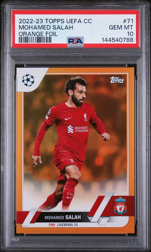 2022-23 Topps UCC Orange Foil Mohamed Salah /25 PSA 10 